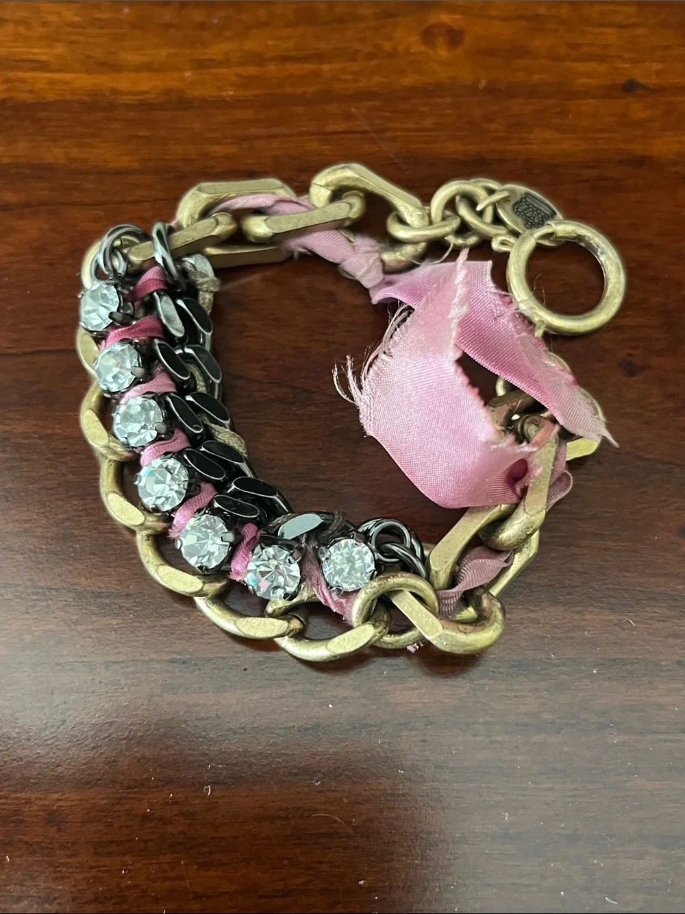 Set of Two Juicy Couture Bracelets - Pink Ribbon Chain & Mint Braided